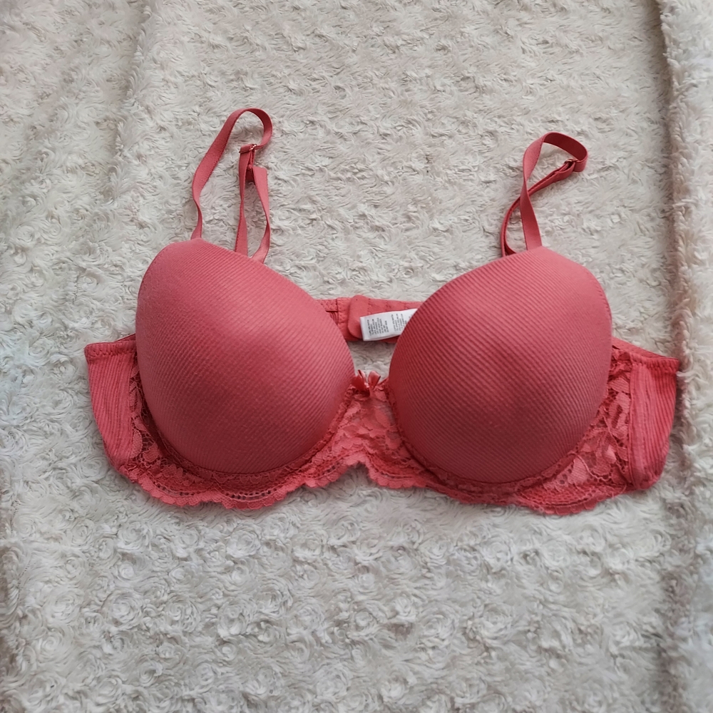 Marilyn Monroe Rose Lacey Ribbed Rayon Push Up Bra Underwire Support 36B